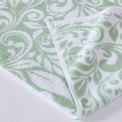 Modern Threads Trefoil Filigree 6-Piece 100% Cotton Towel Set – Reversible Yarn Dyed Jacquard – Includes 2 Bath Towels, 2 Hand Towels, 2 Washcloths – Absorbent, Quick Dry, Soft & Durable – Sage Green