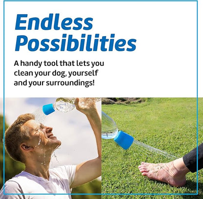 Impresa Water Bottle Attachment Shower Sprinkler Cap - Blue Silicone, 2-Pack, Fits 16oz-2L - Water Bottle Rinse Cap for Sand & Dirt Removal - for Camping & Hiking