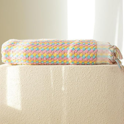 Pom Pom Turkish Bath and Beach Towels - Thick, Soft, Luxurious 100% Turkish Organic Cotton Bubble Weave Towels (Mixed Colors (Light), 35 x 67 Bath Size)