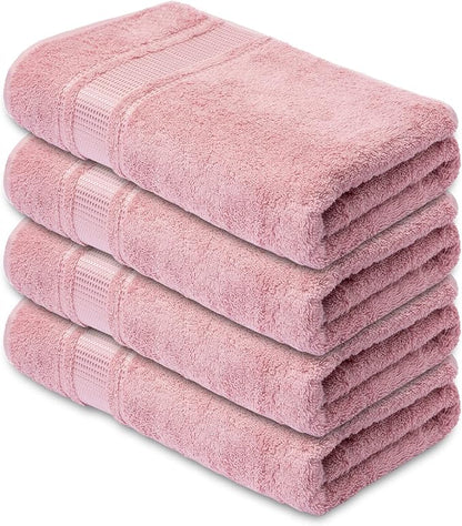 Melissa Linen, Fingertip Towels 4 Pack, 100% Turkish Cotton, Small Hand Towels for Body and Face, 12 x 18 in, Soft and Absorbent, Quick Dry, (Pink Fingertip Hand Towels)