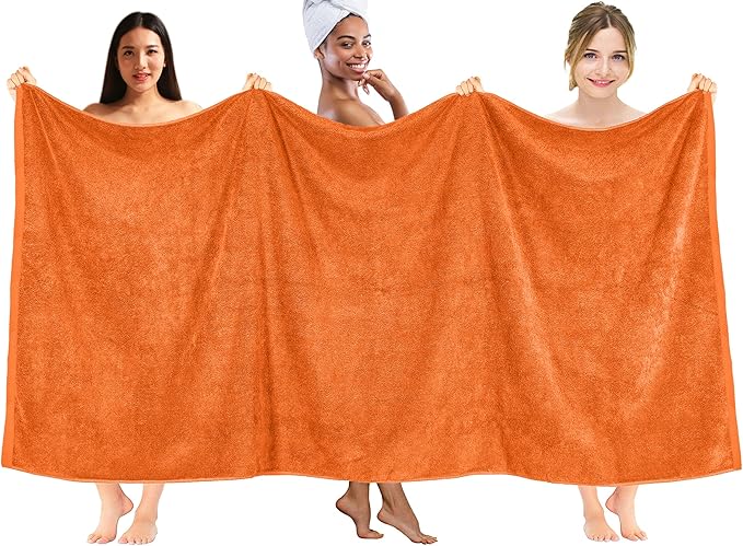 DAN RIVER Pack of 1 Bath Sheet 40x80 Inches, Soft Fluffy Bath Sheets Towels for Adults, Quick Dry Shower Towels - Orange