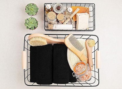 Utopia Towels 12 Pack Cotton Washcloths Set, 100% Ring Spun Cotton, Premium Flannel Face Cloths, Highly Absorbent and Soft Feel Fingertip Towels, Black