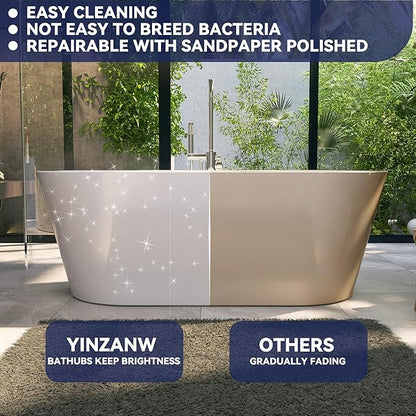 61" Acrylic Free Standing Tub, Stand Alone Tub, Freestanding Bathtub, Soaking Bathtub, cUPC Certified, LT(Glossy White)