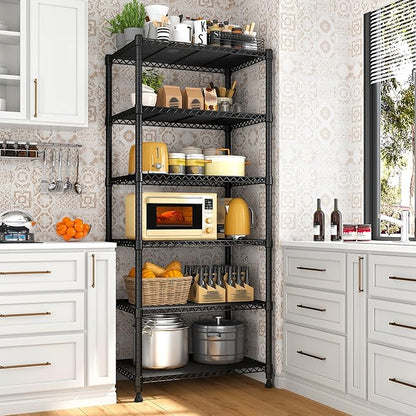 REIBII 72’’H Wire Shelving, 6 Tier Metal Shelving Units and Storage Shelves, Adjustable Garage Shelving for Storage Heavy Duty Shelving for Pantry Shelf Kitchen Garage, 24’’W X18’’D X72’’H