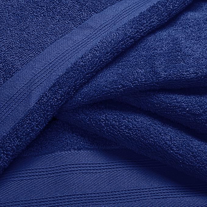 Ultra Soft 3 Pack Cotton Towel Set, Contains a Bath Towels 28x55 inch, a Hand Towels 16x24 inch & a Wash Coths 12x12 inch, Ideal Everyday use, Compact & Lightweight - Navy Blue, Medium