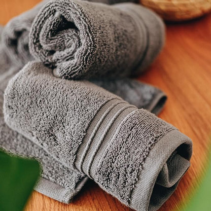 Milara Turkish Super-Plush Wash Cloths Set 4-Piece | Premium 100% Cotton Washcloths Absorbent, Durable with Hanging Loops | Anthracite (Dark Gray) Bath Washcloths, (13 x 13 Inch)