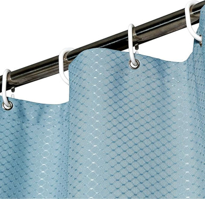 AooHome Extra Long 72x86 Inch Shower Curtain, Fabric Heavy Weight Waffle Weave Design Bathroom Curtain with Hooks, Weighted Hem, Water Repellent, Light Blue