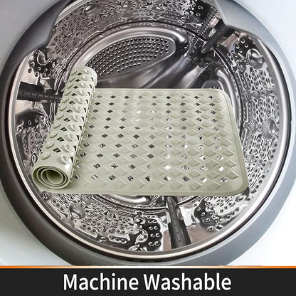 Yimobra Non Slip Bath Mat, Super Strong Suction Cups,34.5"x15.5"Long Tub Mat with Drain Holes, Machine Washable Fast Draining Shower Mats, Bathroom Essentials,Camel