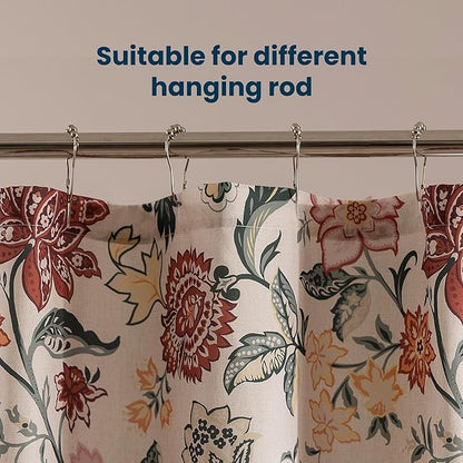 SLEEP ZONE Red Blossom Shower Curtain Waterproof Curtains for Bathroom Decor Bathtub Farmhouse Shower Curtain 72" × 72"
