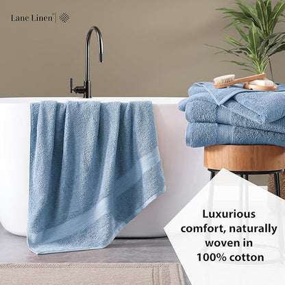 LANE LINEN 100% Ring Spun Cotton Bath Sheets (35''x66) - 4 Pcs - Ultra Soft, Pre Shrunk & Durable Luxury Extra Large Bathroom Towel Sets - Multipurpose, Hotel Quailty Oversized Towels - Cerulean Blue
