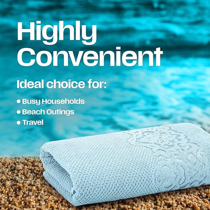 East'N Blue Lara Premium Bath Towel Set 6 Piece - Soft & Highly Absorbent Bathroom Towel Set, 100% Luxury Turkish Cotton, Flannel Bath Towels, 1 Bath Towel, 1 Hand Towel, 4 Washcloths - Ice Blue