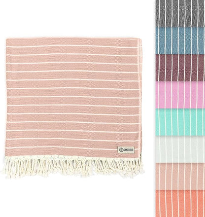 Sand Cloud Turkish Beach Towel - Sand Proof - 100% Certified Organic Turkish Towel - Quick Dry Towel for Beach, Picnic, Blanket or Bath Towel - As Seen on Shark Tank - Gocek (Beige)