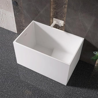 43" Acrylic Freestanding Bathtubs, Stand Alone Tub, Japanese Soaking Tub for Bathroom, Integrated Overflow and Drain, cUPC Certified, Gloss White