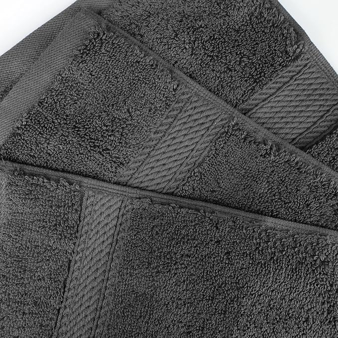 BLUENILEMILLS Madison Egyptian Cotton Towels, Towel Set for Bathroom, Shower, Hotel, Plush, 800 GSM, Highly Absorbent and Ultra-Soft Towels, Bath Essentials, 8 Piece Assorted Towel Set, Charcoal