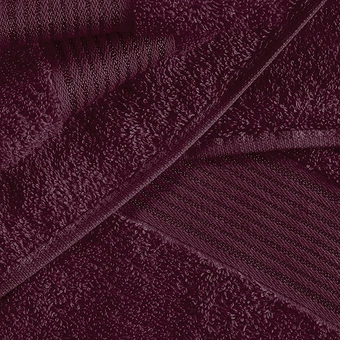 Belizzi Home Ultra Soft 3 Pack Cotton Towel Set, Contains a Bath Towel 28x55 inch, a Hand Towel 16x24 inch & a Wash Coth 12x12 inch, Ideal Everyday use, Compact & Lightweight - Burgundy