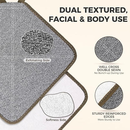 ZOMCHI 3 Pack Exfoliating Washcloth, Premium Facial and Body Wash Cloths with Softness and Scrubbing Two Sides, Bath Cloths for Women and Men (Smoke)