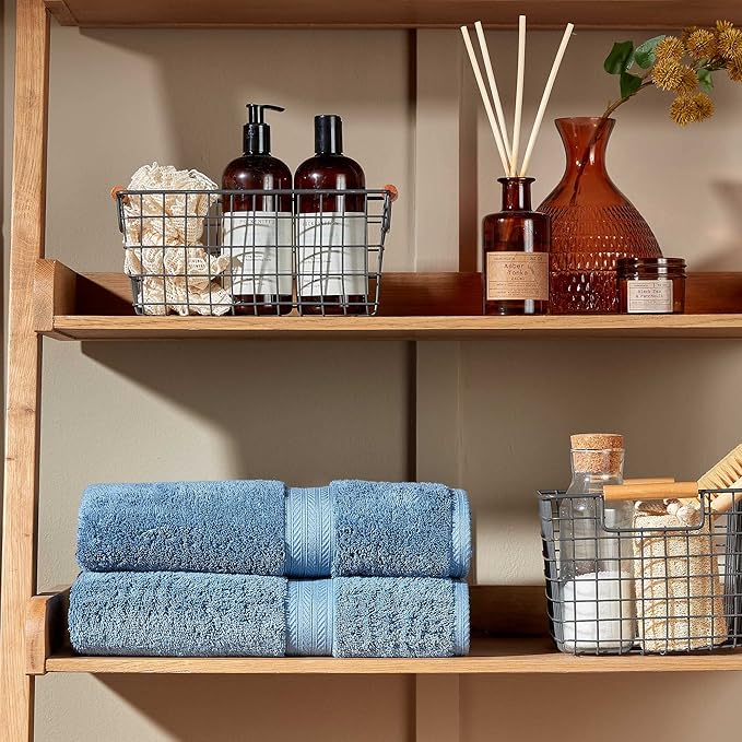 Christy Renaissance 6 Piece Towel Set | Denim Blue | 100% Egyptian Cotton | Luxuriously Soft and Super Absorbent | 675 GSM | 2 Bath Towels 2 Hand Towels 2 Face Cloths