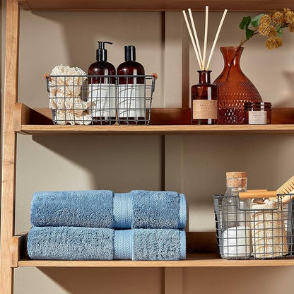 Christy Renaissance 4 Piece Blue Towel Set | 100% Egyptian Cotton | Luxury Bathroom Towels | Soft and Super Absorbent | 675 GSM | 2 Bath 2 Hand | Denim