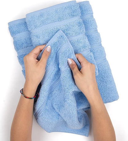 American Soft Linen Luxury 4 Piece Bath Towel Set, 600 GSM 100% Cotton Turkish Bath Towels for Bathroom, 27x54 in Large Bathroom Shower Towels, Sky Blue