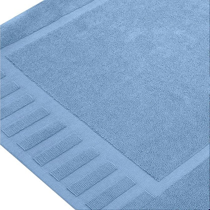 White Classic Luxury Bath Mat Floor Towel Set - Absorbent Cotton Hotel Spa Shower/Bathtub Mats [Not a Bathroom Rug] 22"x34" | 2 Pack | Light Blue