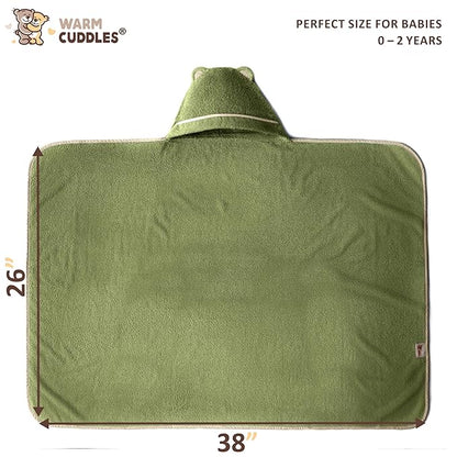 Premium Baby Bath Towel - Rayon Made from Bamboo Hooded Baby Towels - Newborn Baby Towel with Hood - Large Hooded Towel for Newborn Infant Boy Girl (Olive)