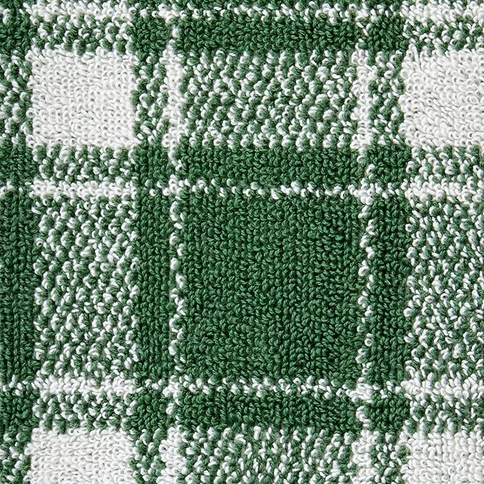 SKL Home Buffalo Plaid 100% Cotton Jacquard 2pc Hand Towel Set, Reversible, Soft & Absorbent, Fall/Christmas/Winter/Everyday, Decorative for Bath/Kitchen/Bar & Gift, Spruce