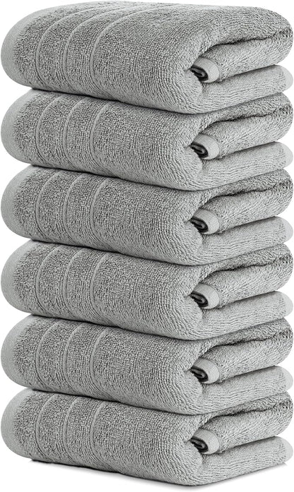Tens Towels Pack of 6 Hand Towels, 100% Cotton, Lighter Weight, Quick to Dry, 16 x 28 Inches, Super Soft & Absorbent, Perfect for Bathroom & Kitchen, Cool Grey