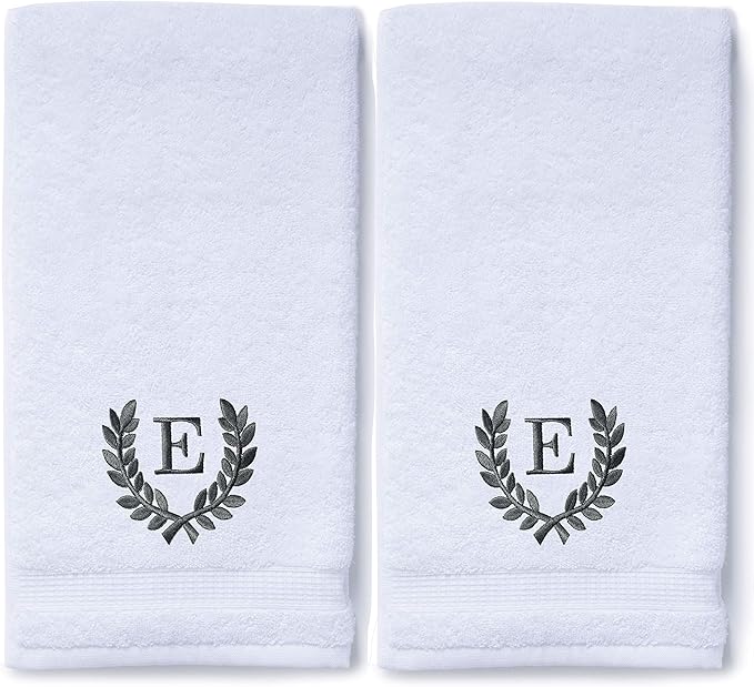 Decorative and Monogrammed Hand Towels for Bathroom Kitchen Makeup | Personalized Gift for Wedding-Bridal | Roman Font Custom Luxury Turkish Towel | Spa Collection, Oversized, 16 X 30 Inch, Set of 2