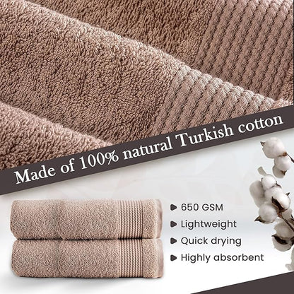 Halley Turkish Cotton Towels (4-Pack) Super Soft Quick Absorbent 100% Cotton Towels for Bathroom Kitchen 4 Pieces of Hand Towels (Taupe)