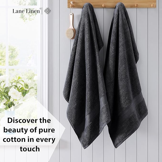 LANE LINEN 100% Luxury Cotton Bath Sheets Set of 4 (35"x66") - Ultra Soft & Fade Resistant, Quick Drying Extra Large Towel Sets - Highly Absorbent, Spa Quality Oversized Towels for Bathroom - Black