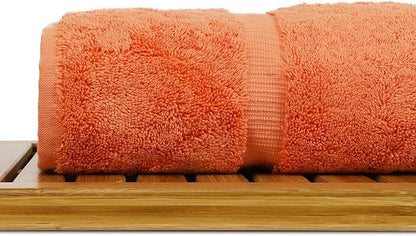 Luxury Hotel & Spa Collection Highly Absorbent, Quick Dry 100% Turkish Cotton 700 GSM, Eco Friendly Towel, for Bathroom Dobby Border Soft Bath Towel Set 27 X 54 -Coral, Bath Towels - Set of 4