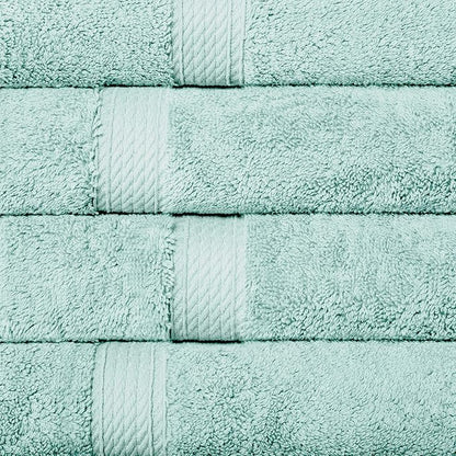 Superior Egyptian Cotton Pile Hand Towel Set of 4, Ultra Soft Luxury Towels, Thick Plush Essentials, Absorbent Heavyweight, Guest Bath, Hotel, Spa, Home Bathroom, Shower Basics, Sea Foam