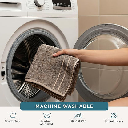 Casa Platino Washcloths 12 Pack - Spa & Salon Quality - 100% Ring Spun Mercerized Cotton Face Towels - Very Soft & Absorbent Wash Cloths for Body, Beauty, Home, Gym - Fingertip Towels - 13"x13", Taupe