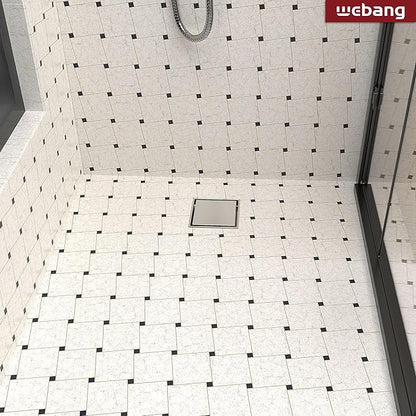 WEBANG 4 Inch Square Shower Drain Nickel Floor Drain with Flange Reversible 2-in-1 Cover Tile Insert Grate Removable SUS304 Stainless Steel CUPC Certified Brushed Nickel