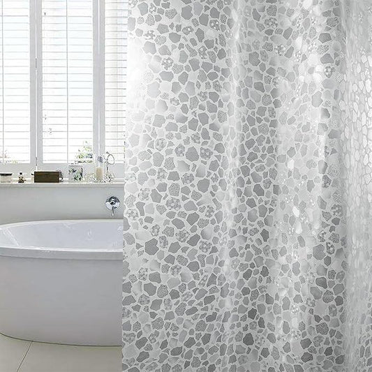 WELTRXE Bathroom Shower Curtain Liner 8G EVA Thick, 72x72 Inch 3D Frosted Pebble Plastic Shower Curtains, Heavy Duty Waterproof Shower Liner with Weighted Magnets, 12 Hooks, Rustproof Metal Grommet