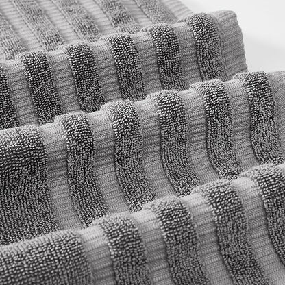 Modern Threads Oxford 6-Piece 100% Cotton Towel Set – Yarn Dyed Jacquard & Solid – Includes 2 Bath Towels, 2 Hand Towels, 2 Washcloths – Absorbent, Quick Dry, Soft & Durable – Gray