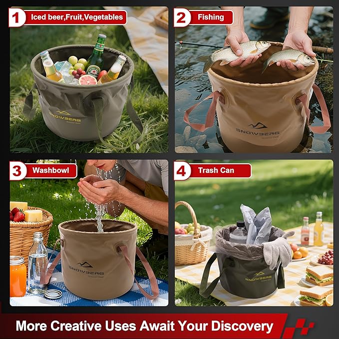 Multifunctional Collapsible Bucket,Portable Bin,Car Wash Bucket,Lightweight Foldable Buckets with Handles for Camping,Dish Washing,Laundry,Soaking Feet,Fishing,Hiking