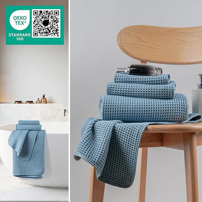 New Microfiber Waffle Bath Towels, 3 Pieces, Oversized, Soft, Absorbent, Fast Drying, Lint Free, Includes Bath, Face and Hand Towels