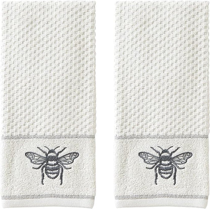 SKL Home Farmhouse Bee Hand Towel Set, White 16x25