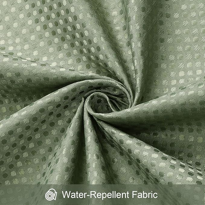 3 in 1 Stall Half Size Shower Curtain Set-36 W x 72 H, Sage Green Waffle Waterproof Fabric and PEVA Liner Set with Stainless Steel Hooks