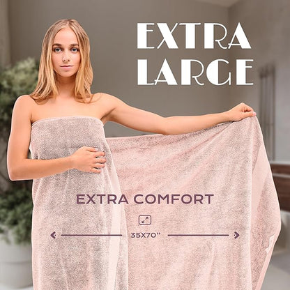 White Classic Luxury Soft Bath Sheet Towels - 650 GSM Cotton Luxury Towels Extra Large 35x70 | Highly Absorbent and Quick Dry | Hotel Quality, Pink, 2 Pack