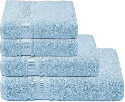 Melissa Linen, 4 Piece Towel Set, 1 Bath Hand 2 Fingertip Towels, 100% Turkish Cotton Towels for Bathroom, Absorbent, Quick Dry, Durable, Shower Towel, Cobalt Blue, Multi Size,(13CBLT1S4)