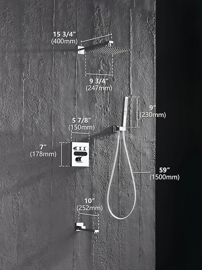 Lefton Shower System in Fahrenheit Display (Battery-free), 10” Overhead Shower Head with All-in-one Handheld Spray Showerhead and Bathtub Faucet, 4-in-1 Control System, SSWM2502 (Chrome)