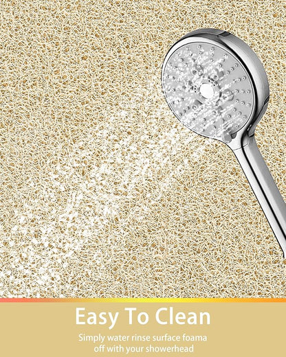 Non Slip Shower Mats for Inside Shower, 17x30 Inch, Anti-Slip Bathtub Mats for Bathroom, Foot Scrubber Loofah Bath Mats for Shower, Quick Drying Shower Stall Mats for Wet Areas (Beige)