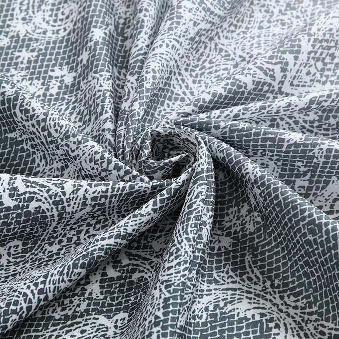 78 Inch Long Shower Curtain - Chantilly Lace Design, Heavyweight Polyester, Dark Gray to White Ombre, 72" W x 78" H