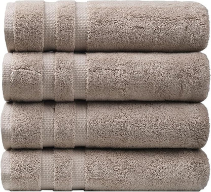 SOFE H&L | Olea Luxury Cotton Turkish Bath Towels Set of 4 Sand | Premium, Soft, Durable, Absorbent | Hotel Quality Plush Towels and Thick Towel Sets