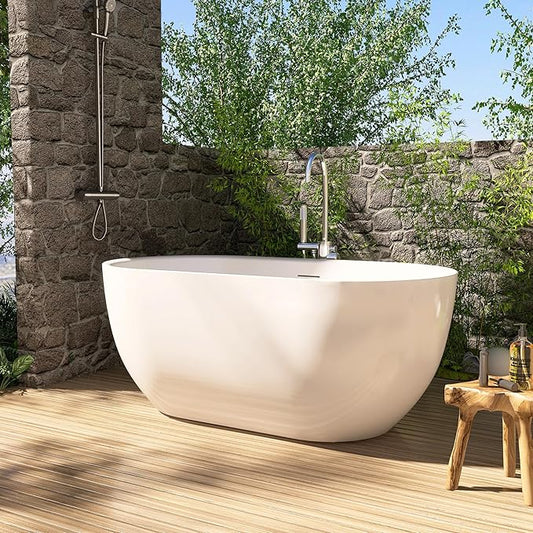 59" Acrylic Free Standing Tub, Stand Alone Tub, Freestanding Bathtub, Soaking Bathtub, cUPC Certified, SE(Glossy White)