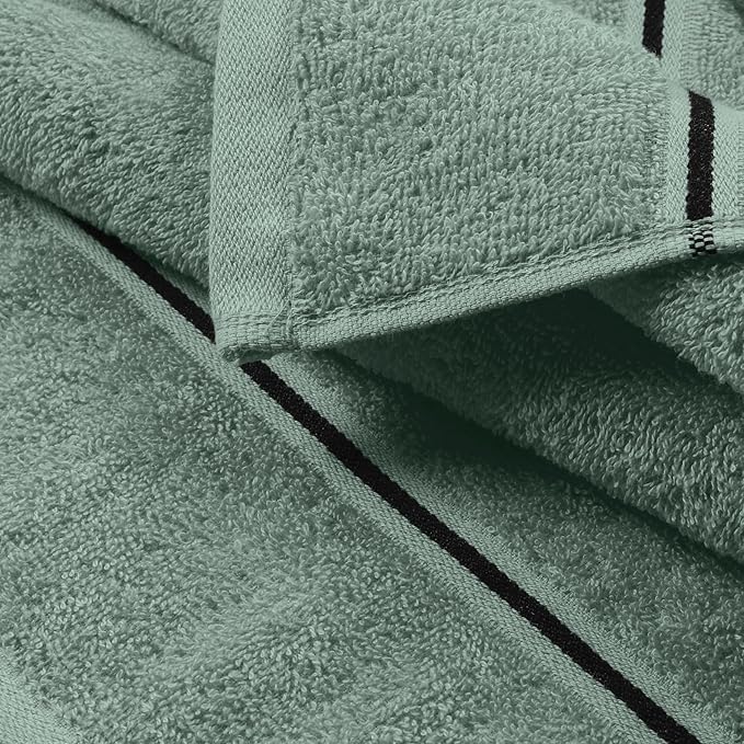 MyOwn Ultra Soft 6 Pack Cotton Towel Set, Contains 2 Bath Towels 28x55 inch, 2 Hand Towels 16x24 inch & 2 Wash Coths 12x12 inch, Ideal Everyday use, Compact & Lightweight - Jade
