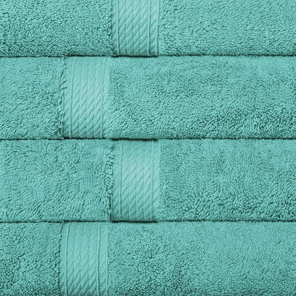 Superior Egyptian Cotton Pile Hand Towel Set of 4, Ultra Soft Luxury Towels, Thick Plush Essentials, Absorbent Heavyweight, Guest Bath, Hotel, Spa, Home Bathroom, Shower Basics, Turquoise
