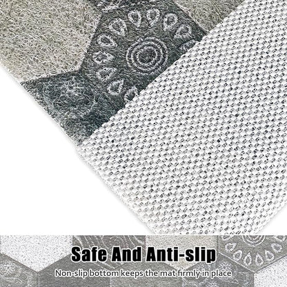 Square Shower Mat Non Slip: 27x27 Inch Extra Large Shower Floor Mat with Drain Hole in Middle - Soft PVC Loofah Bath Mat for Shower - Anti Slip Shower Stall Mat for Elderly and Kids